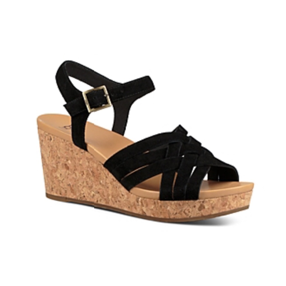 UGG Black suede wedges sandals size 6.5 EU 37.5